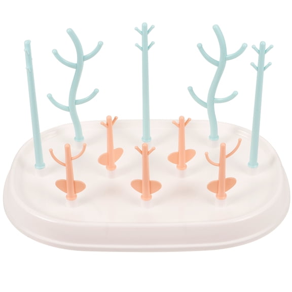 UPOUART Assorted Color Bottle Drying Rack Holder for Bottles Pacifiers and Lids with Draining Tray