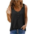 thumbnail image 2 of Tbopshirt Womens Tank Top Fashion Women's Casual Round Neck Solid Color Button Sleeveless Tops T-Shirt Tank Blouse, 2 of 4