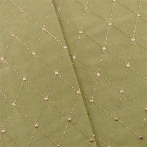 Olive Green/Beige Diamond Embroidered Drapery Fabric, Fabric By the