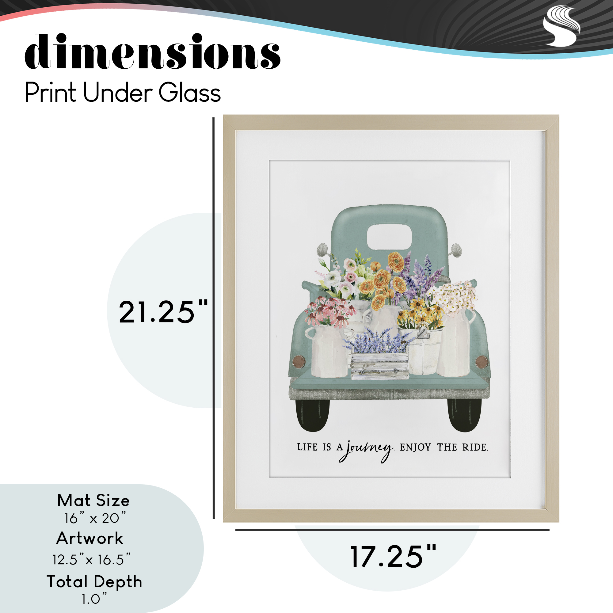 Enjoy The Ride Truck Birch Framed Print Under Glass, design by Lettered and Lined