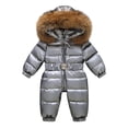 thumbnail image 3 of Monos de invierno para niña, chaqueta impermeable con capucha, mono cálido para niño niña, traje de esquí de piel sintética, traje de nieve para niño, 3 of 5