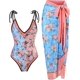 thumbnail image 1 of Traje de baño de mujer de cintura alta de una pieza bikini falda larga conjunto push up barriga control monokini sexy traje de baño, 1 of 4