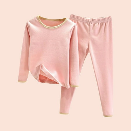 

Lilgiuy Thermal Underwear for Kids Fall Winter Long Johns Elastic Long Leggings and Shirt Boy and Girl Unisex Underwear Base Layer Home Wear Pink(18M-10Y)
