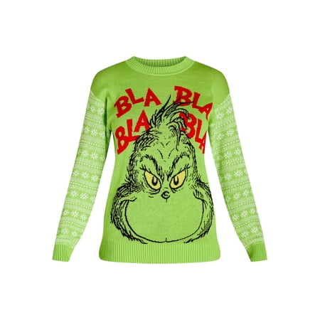 Dr. Seuss Women’s Grinch Pullover Sweater, Midweight, Sizes XXS-XXL