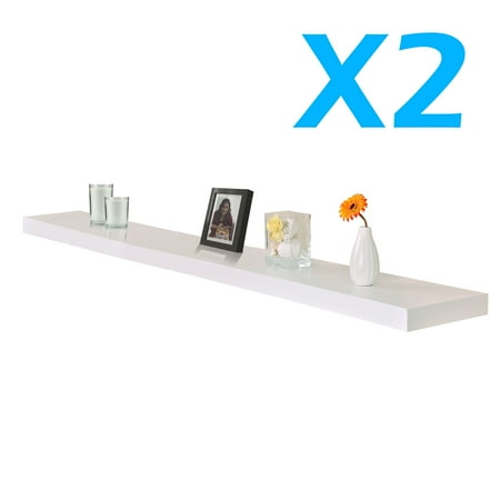 Lot Of 2 X New Venice 4ft Floating Wall Shelf 48 X9 White Set Lot Of 2 X New Venice 4ft Floating Wall Shelf 48 X9