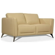 Bowery Hill Leather Loveseat in Cream