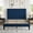 Blue, variant on Amolife Queen Bed Frame with Velvet Vertical Stripe Headboard and Extra Panel, White