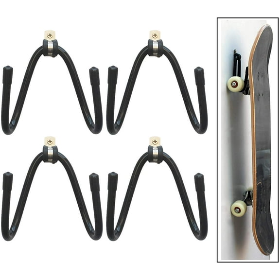 Skateboard Wall Mount Wall Hanger Rack Storage Display - W/Hardware - No Board Included - W Style - 4/PK