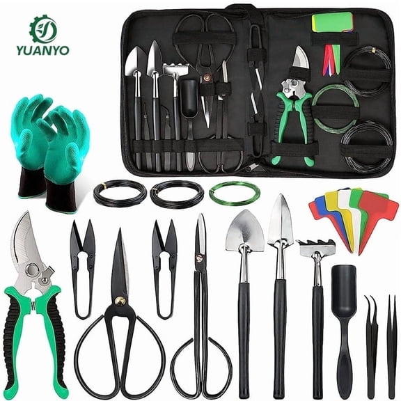 lfx Gardening Tool & Accessory Set with For Beginners, Bonsai Trees, Potted Plants 24 Pieces