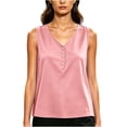 thumbnail image 4 of cocolona Summer Tank Tops for Women V Neck Sleeveless Button Shirts Casual Trendy Solid Color Blouses, 4 of 6