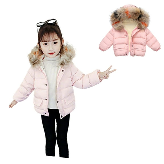 Toddler Baby Girls Winter Coat,Baby Girls Puffer Coat Hooded Jacket Zipper Windproof Jacket Outwear for Toddler Baby Child Down Jacket Baby Girl Clothes Winter