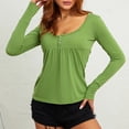thumbnail image 2 of KOMOO Women Long Sleeve Knitted Tops Button Low Cut Basic Blouse Knitwear Streetwear, 2 of 9