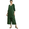 thumbnail image 1 of eloria Women's Fashion Solid Palazzo Kurti With Bottom, Fabric : Cotton, Color : Green, Size : X-Large, 1 of 5