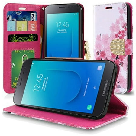 Samsung Galaxy J2 (2019)/J2 Pure Case, by Insten Sakura Cherry Blossom Exotic Floral Stand Book-Style Leather [Card Holder Slot] Wallet Pouch Case Cover For Samsung Galaxy J2 (2019)/J2 Pure,