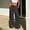 Dark Gray, variant on Women’s Pleated Full-Length Linen Pants, Single-Button Waist with Side-Slip Pockets for Leisure Rural Sightseeing Day Trips Brown S