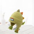 thumbnail image 3 of Toddler Kids Knit Hat Cute Soft Thickened Dinosaur Hat Beanie Warm Winter Cap, 3 of 8