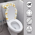 thumbnail image 3 of COEQINE Universal Toilet Lid Cover and Toilet Tank Cover, Breathable Stretchable Easy to Clean Toilet Lid Dust Cover 2 Piece Set, Yellow Flower Leaf White, 3 of 7
