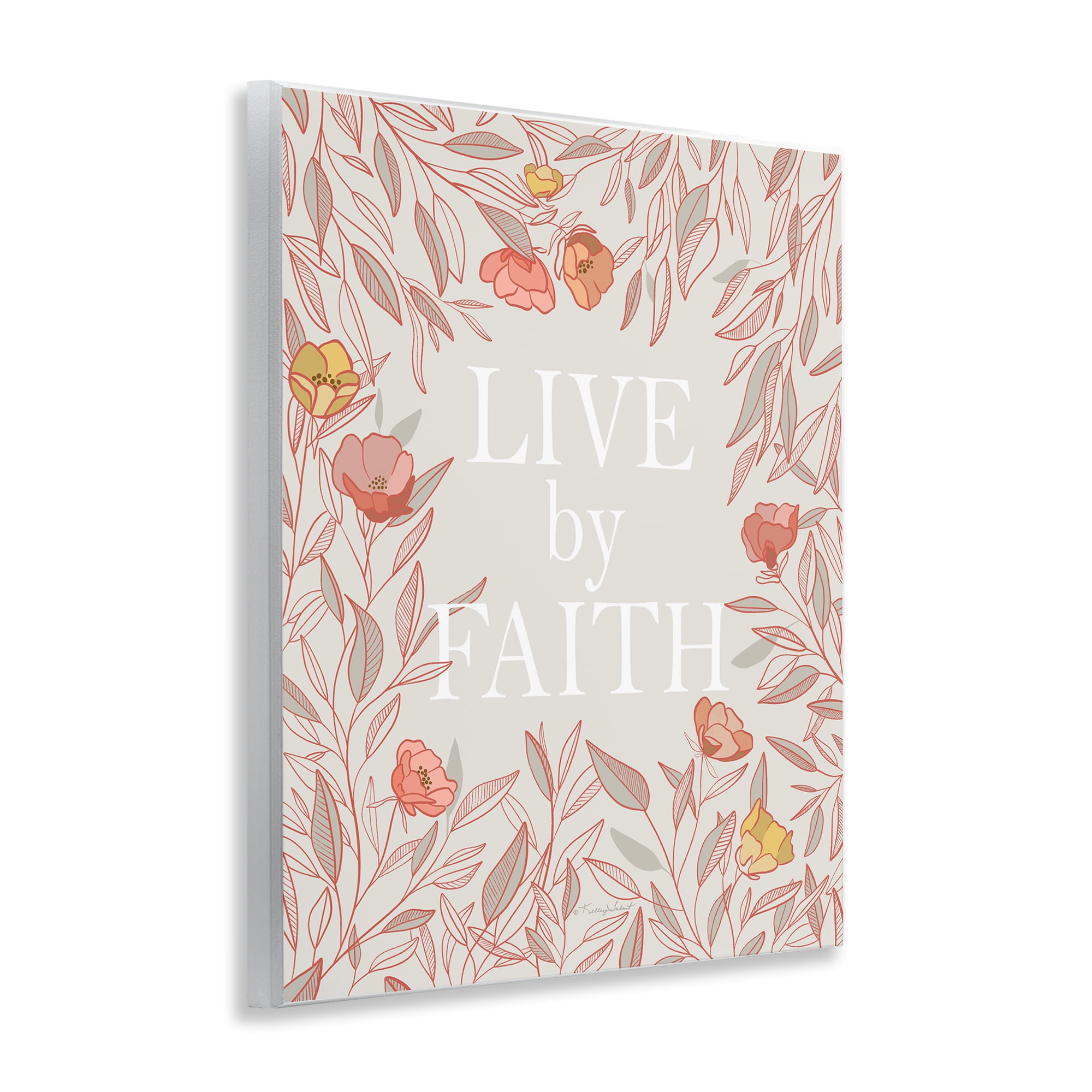 Live By Faith Rosy Florals Wall Plaque Art, design by Kelley Talent