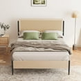 thumbnail image 2 of EDTara Bed Frame with Natural Rattan Headboard & Solid Wood Footboard - Under Bed Storage Space, Quiet Noise-Free Design, No Box Spring Needed, 2 of 7