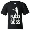 thumbnail image 2 of Floss Like A Boss - Flossin Dance Funny Emote Youth T Shirt - Small - Black, 2 of 6