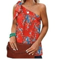 thumbnail image 4 of YUNAFFT Clearance Womens Tank Tops Summer One Shoulder Tops For Women Summer Chiffon Shirts Tie Bow Knot Sleeveless Tank Tops Loose Fit Discount, 4 of 8