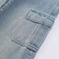 thumbnail image 5 of HAOTAGS High Rise Pants Childs Lightweight Wide Leg Demin Pants Straight with Pockets Navy 15 Years, 5 of 6