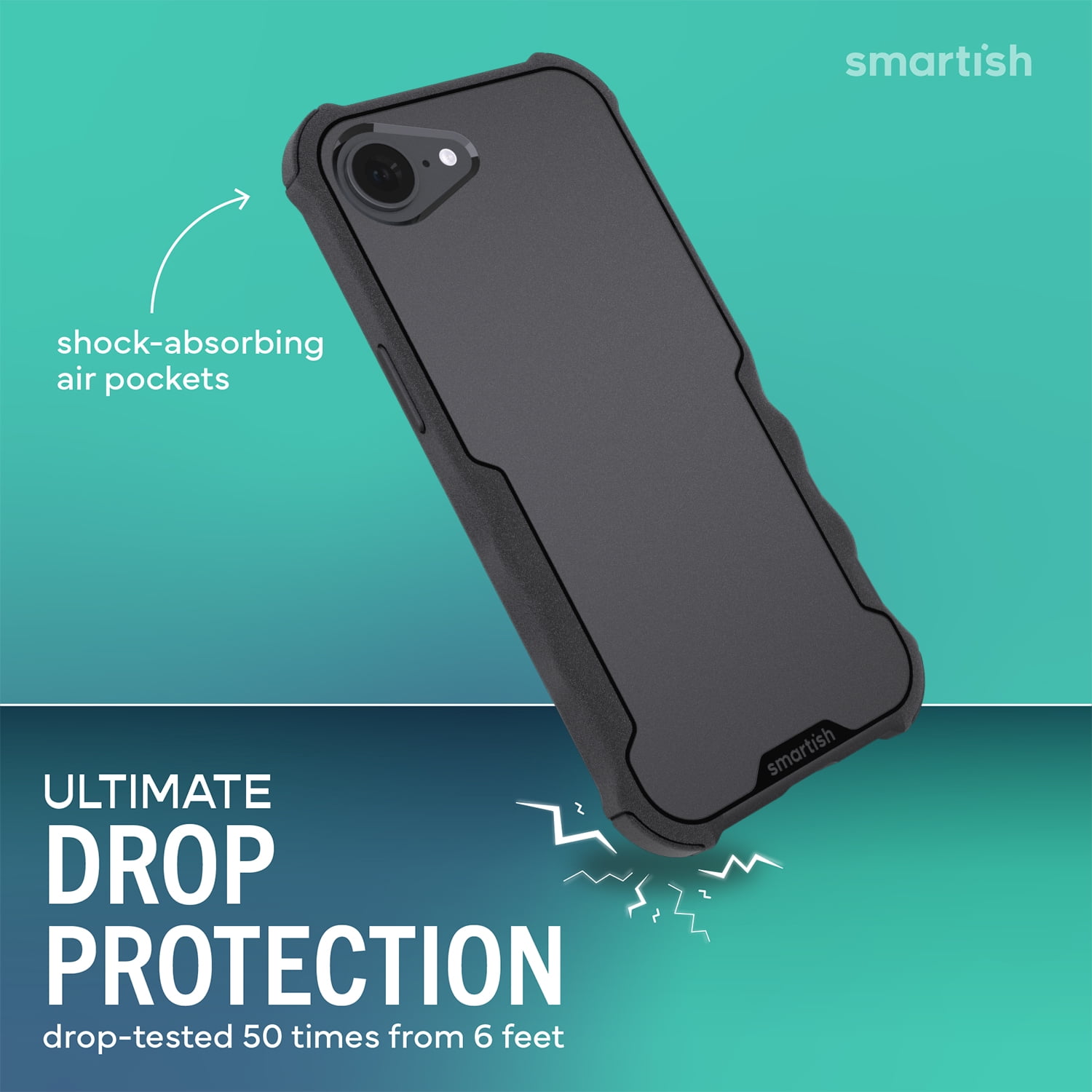 Smartish iPhone 17e/16e MagSafe Case - Gripzilla - Heavy Duty Armor Cover - Black