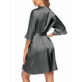 thumbnail image 3 of Avidlove Women's Satin Robe Ruffle Sleeve Short Belted Kimono Bathrobe Lingerie Bridesmaids Sleepwear, 3 of 6