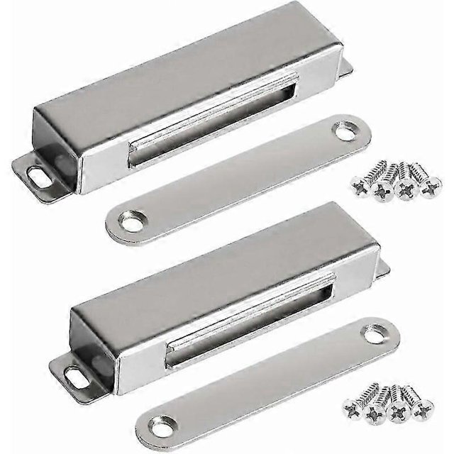 Magnetic Door Catch 30kg Pull Strong Magnet Cabinet Loaches Magnetic Hardware Stainless Steel Chrome Door Closer for Bathroom Kitchen Sliding (60lbs F