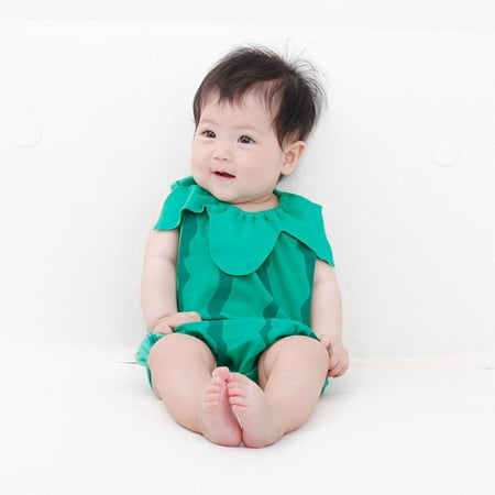 

Itsun Baby Girl Romper Toddler Baby Boys And Girl Summer Fashion Cute Watermelon Print Casual Romper Green 0-6 Months