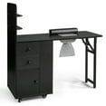 thumbnail image 3 of UBesGoo Foldable Nail Table w/Dust Collector, 2 Shelves & 2 Drawers, Lockable Wheels, Black, 3 of 12