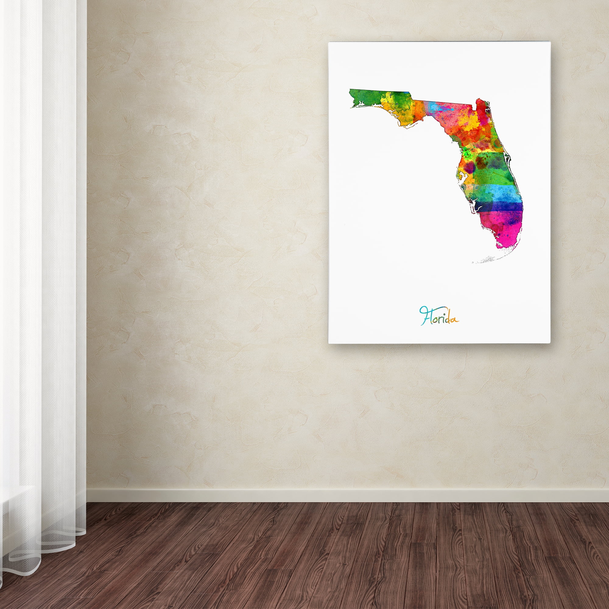 Michael Tompsett 'Florida Map' Canvas Art