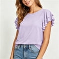 thumbnail image 5 of Admvng Womens Scoop Neck Casual Tops Ruffle Short Sleeve Summer Loose Fit Blouses, 5 of 7
