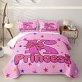 thumbnail image 2 of spefrowx Pink Glitter Letter K Print Quilt King for Girls, Princess Bow Crown King Coverlet Set, 3 Pieces, 2 of 7