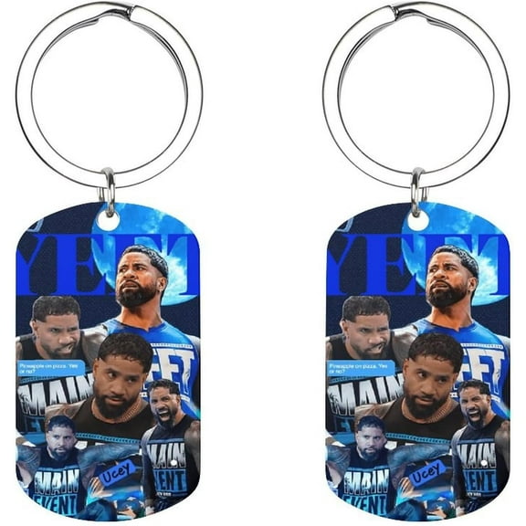 Jey Uso Wrestling Merch Keychain Yeet Metal Car Key Ring For Women Men Keychain Bag Purse Accessories Gift 2x1.1 Inch
