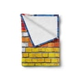thumbnail image 2 of Austin Soft Flannel Fleece Throw Blanket, Brick Wall Textured Grungy Image Painted in Texas Flag and Rainbow Colors Design, Cozy Plush for Indoor and Outdoor Use, 70" x 90", Multicolor, by Ambesonne, 2 of 6