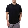 thumbnail image 4 of PiGOGI Men's Casual Snap Button T-Shirt Short Sleeve Round Neck Outdoor Beach Summer Top Black XL, 4 of 5