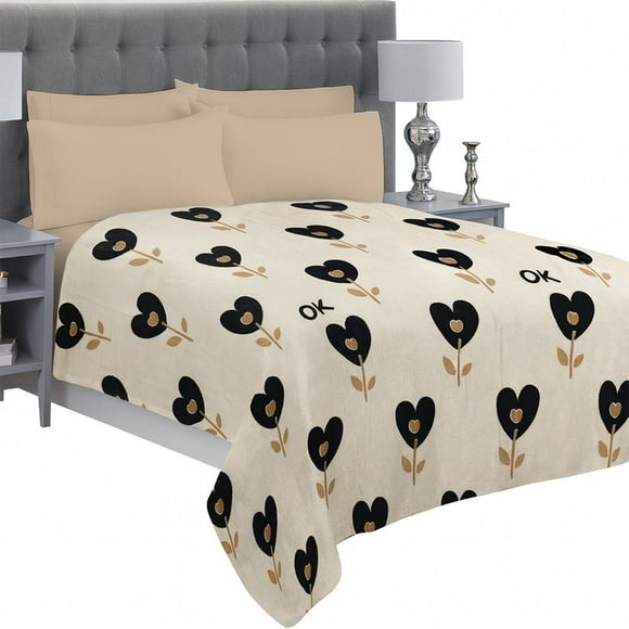 Frazada Matrimonial Ligera Estampada, Flannel Extra Suave MOD . FERNANDA