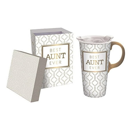 Cypress Home Best Aunt Ever Ceramic Travel Mug with Gift Box, 17 (Best Travel Mug 2019)