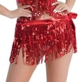 thumbnail image 4 of Efsteb Womens Skirt Sequined Tassel Skirt Female Belly Dance Dress Bandage Waist Skirt Fashion Comfy Summer Solid Color Casual Skirts (Red,Free Size), 4 of 7
