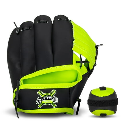 Franklin Sports Kids Toy Baseball Glove   Ball Set - Stiktek Baseball   Teeball Glove for Boys   Girls - Self-Stick Mitt   Ball Included - Youth Toy for Ages 3  - 8" Inch - Black   Yellow