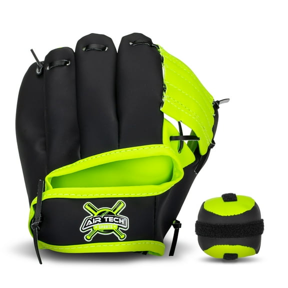 Franklin Sports Kids Toy Baseball Glove Ball Set - Stiktek Baseball Teeball Glove for Boys Girls - Self-Stick Mitt Ball Included - Youth Toy for Ages 3 - 8" Inch - Black Yellow