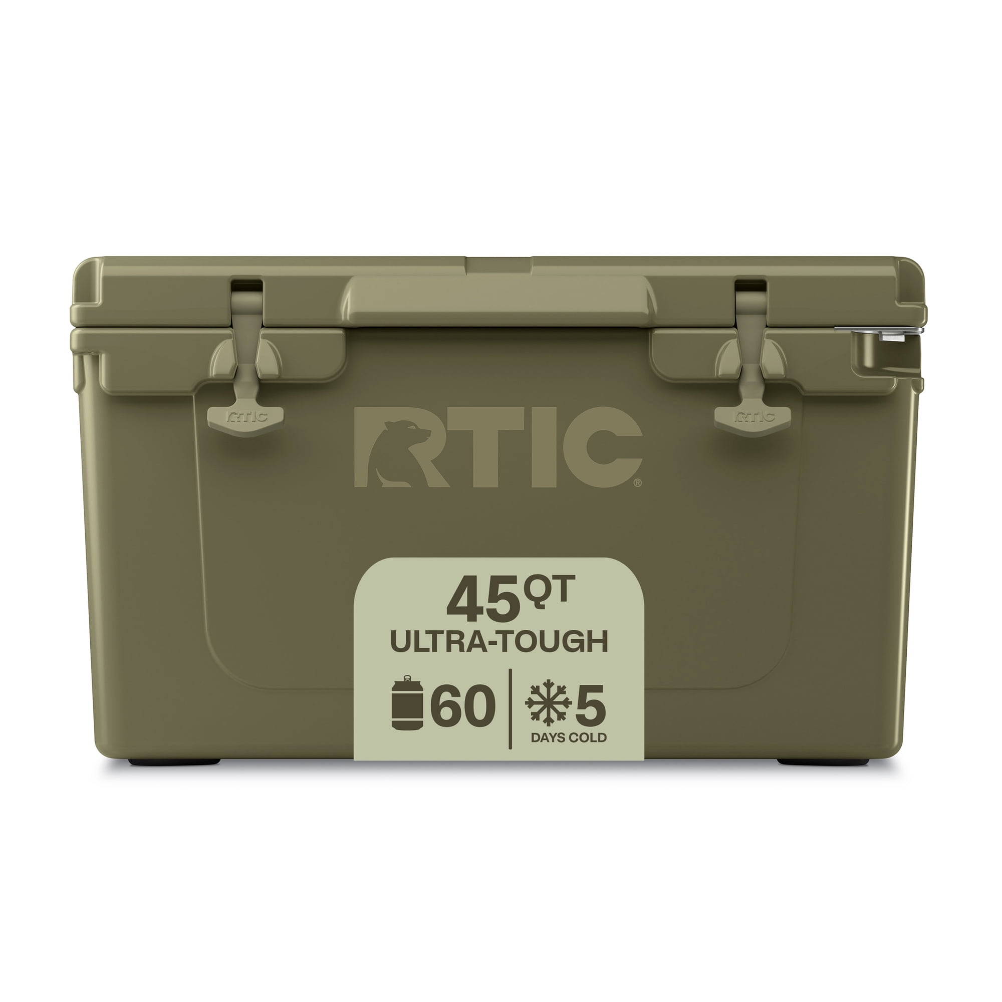 RTIC Ultra-Tough 45 Qt Hard-Sided Ice Chest Cooler, Fits 60 Cans, Olive
