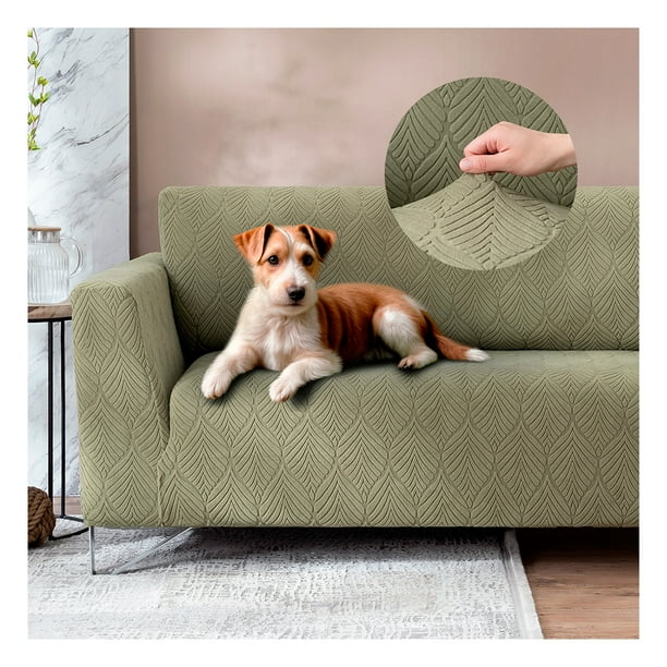 Protector de Sala 3 Pzas Elástico Antideslizante, Real Textil (Verde Olivo, CH/M/G)