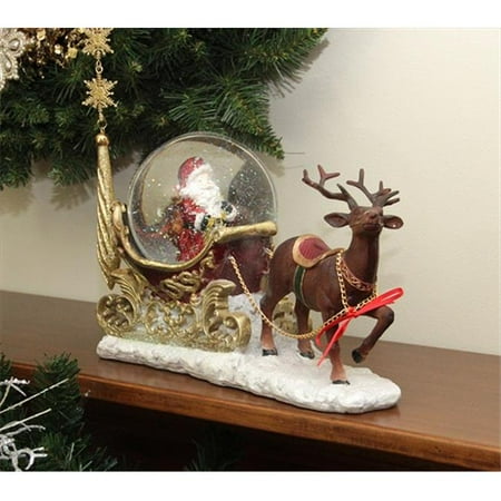 Northlight 12 Inch Santa Claus Sleigh And Reindeer Glitter Dome Snow Globe Christmas Table Top Figure