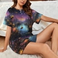 thumbnail image 4 of Fotbe Magical Bees Twilight River Conjunto de Pijama Estampado para Mujer, 2 Piezas, Ropa de Dormir con Camiseta de Manga Corta y Shorts Suaves-Medium, 4 of 6