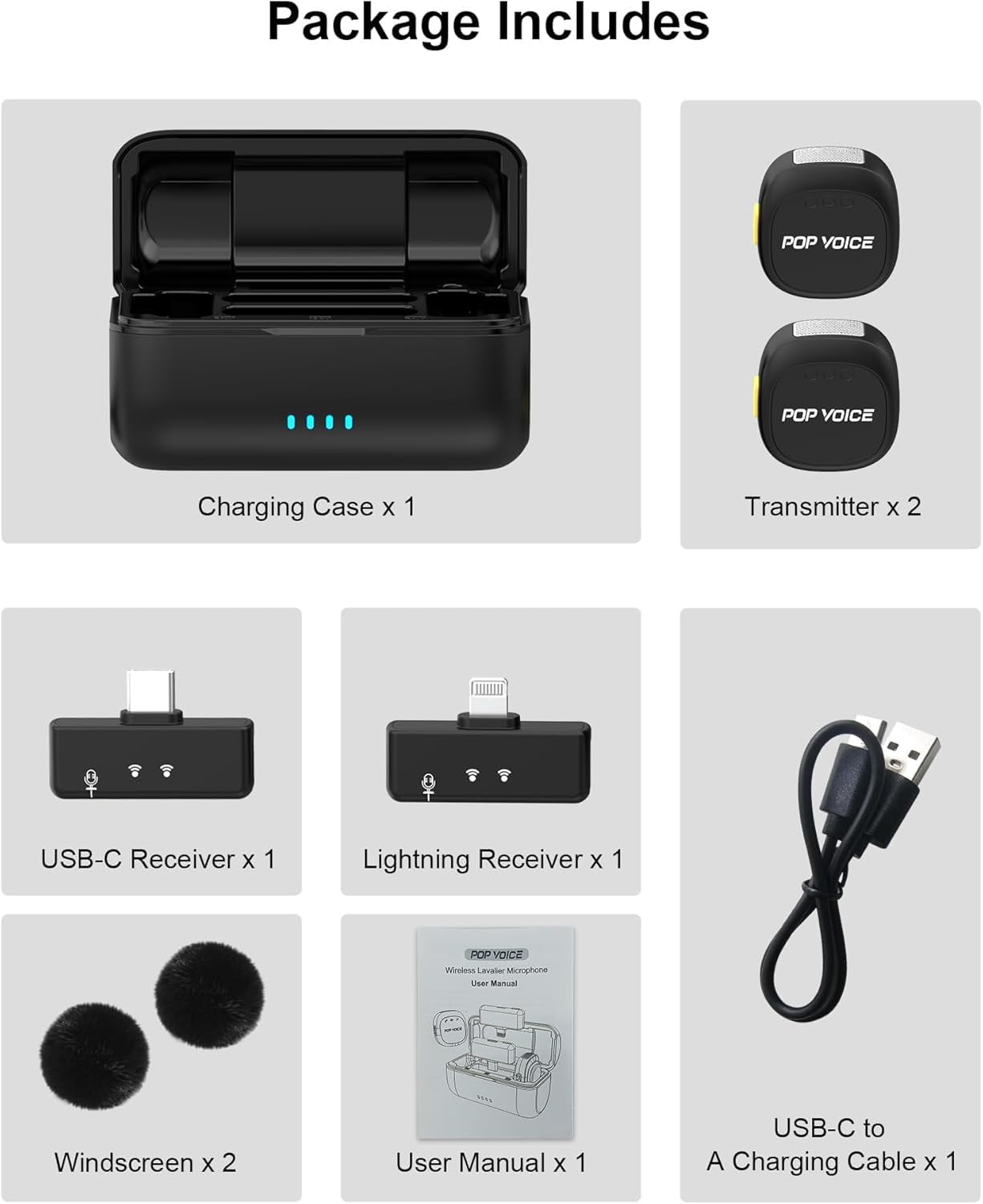 Unbranded Mini Microphone for iPhone Android, Wireless Mic with 40HBattery, Noise Cancellation,Magnetic & Clip on Lavalier Microphone for Video