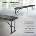 thumbnail image 3 of VINGLI 6 feet Plastic Folding Bench,Portable in/Outdoor Picnic Party Camping Dining Seat, Garden Soccer Multipurpose Entertaining Activities, Tree Patterned HDPE Tabletop, 2 Pack, Black, 3 of 9