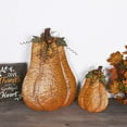 thumbnail image 2 of Metal Fall Pumpkin Decor Set of 2, Indoor Outdoor Standing Flat Pumpkin Decoration for Autumn Harvest Thanksgiving Halloween Decoration Home House Kitchen Decor, 2 of 14