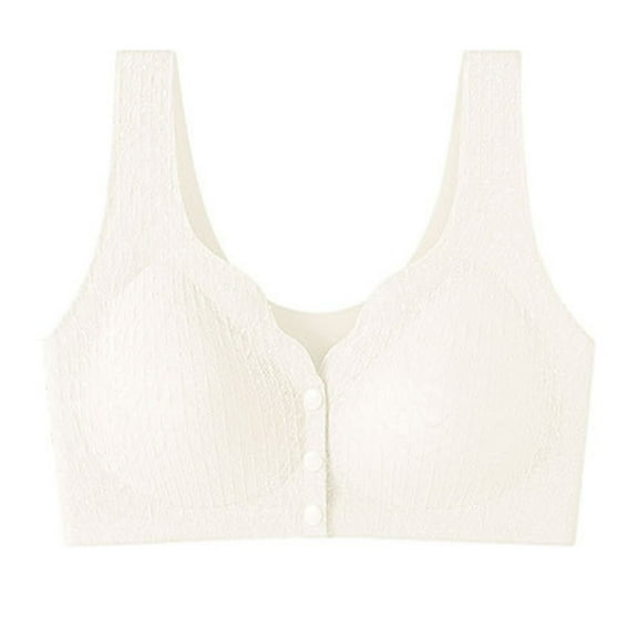 ylioge L-4X Plus Size Bras for Women Front Closure No Underwire Push Up Bralettes Lightweight Back-Smoothing Breathable Sleeping Underwear Bra